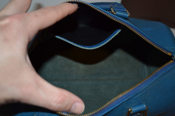 Authentic Louis Vuitton Speedy 30 Toledo Blue Epi Handbag Purse in 1994 Vintage - Includes LV Dust Bag (SALE!!!)