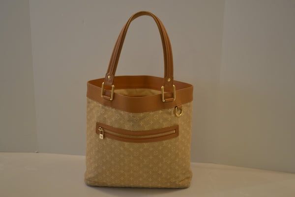 Authentic Louis Vuitton Lucille GM Large Beige Cream Mini Lin Shoulder Bag Tote "GOOD USED CONDITION" (SALE - 76% OFF  *RETAIL-$1,280.00)