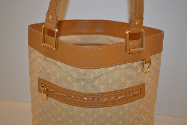 Authentic Louis Vuitton Lucille GM Large Beige Cream Mini Lin Shoulder Bag Tote "GOOD USED CONDITION" (SALE - 76% OFF  *RETAIL-$1,280.00)