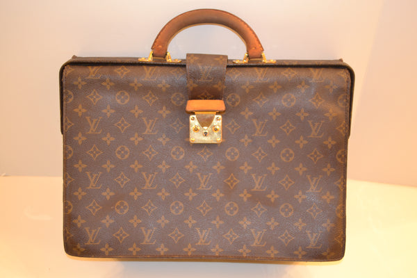 Authentic Louis Vuitton Monogram Serviette Fermoir Large Business Bag Brief Case (GUC)"Rare-Discontinued"(SALE - 83% OFF *RETAIL PRICE - $1,895.00)