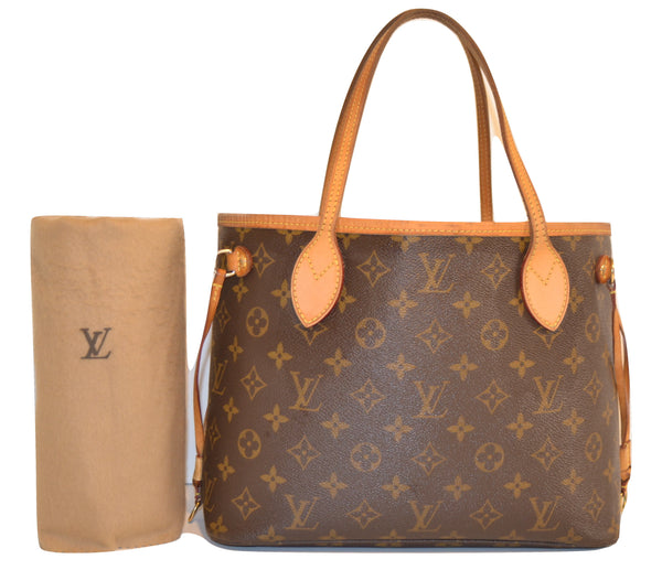 Authentic Louis Vuitton Monogram Neverfull Pm Shoulder Tote Bag With LV Dust Bag