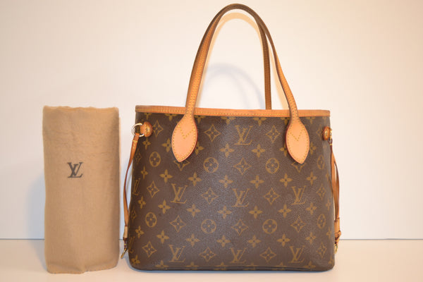 Authentic Louis Vuitton Monogram Neverfull Pm Shoulder Tote Bag With LV Dust Bag