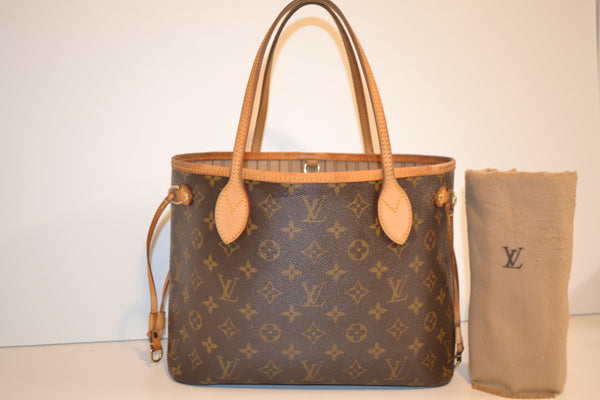 Authentic Louis Vuitton Monogram Neverfull Pm Shoulder Tote Bag With LV Dust Bag