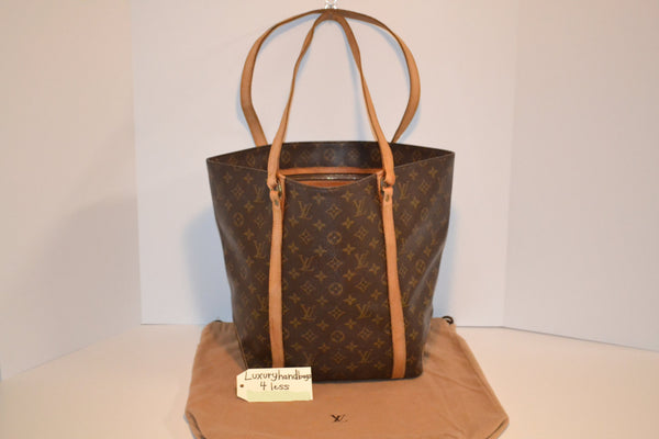 Authentic Louis Vuitton Monogram Sac Shopping Large Shoulder Bag Handbag Purse in Brown 92 Vintage Includes LV Dust Bag