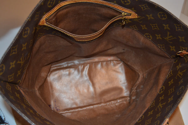 Authentic Louis Vuitton Monogram Sac Shopping Large Shoulder Bag Handbag Purse in Brown 92 Vintage Includes LV Dust Bag