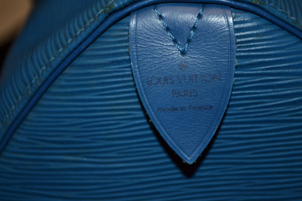 Authentic Louis Vuitton Speedy 30 Toledo Blue Epi Handbag Purse in 1994 Vintage - Includes LV Dust Bag (SALE!!!)