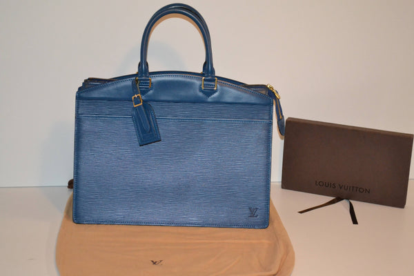 Authentic Louis Vuitton Large Epi Blue Riviera Handbag Business Bag - Includes LV Dust Bag
